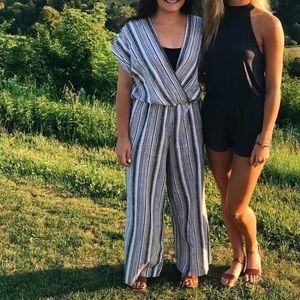 Blue striped jumpsuit